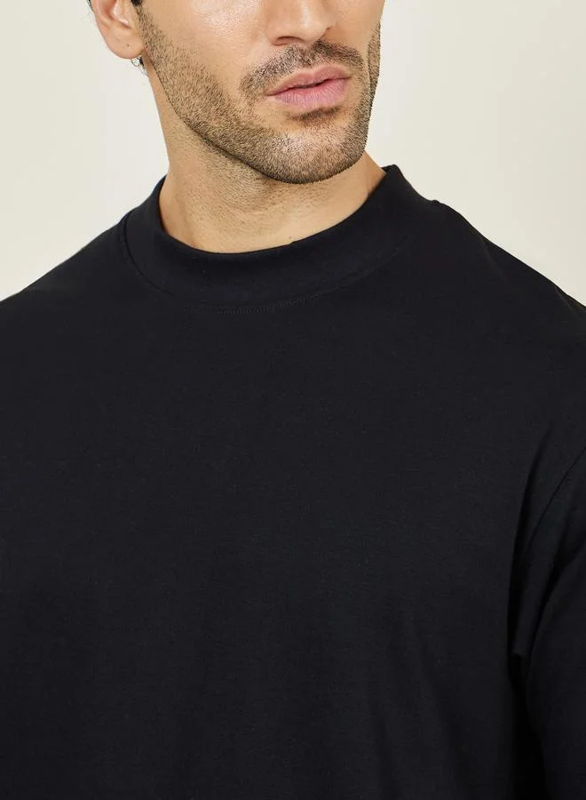 Styli Men Oversized Mock Neck T-Shirt